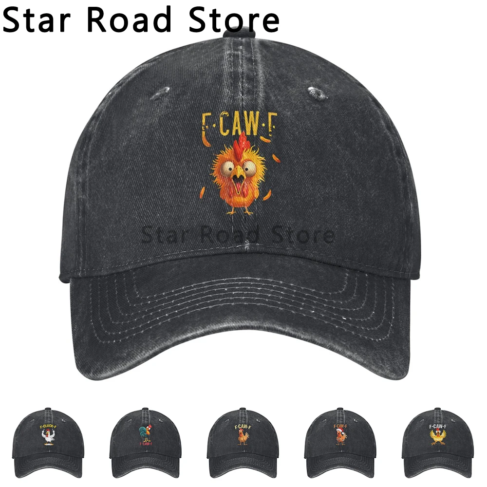 

F Caw F Quote Rooster Meme Baseball Cap Sun Sun-Proof Washed Trucker Hat Unisex Men Casual Fishing Snapback Cap for Unisex