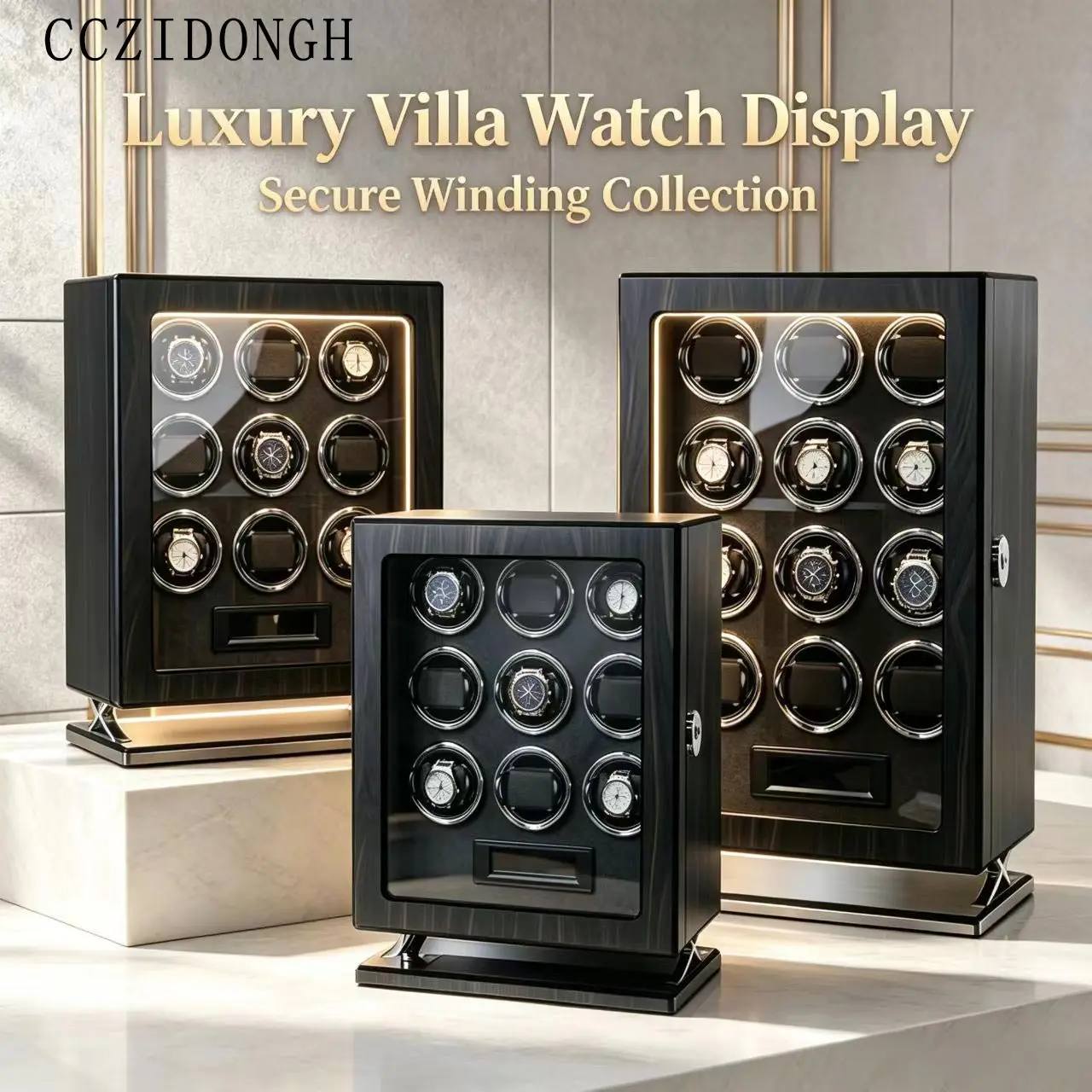 fingerprint lock Luxury Adjustable Touchscreen Mechanical Watch Winder with Case for Home Use Smartwatch Winding Box