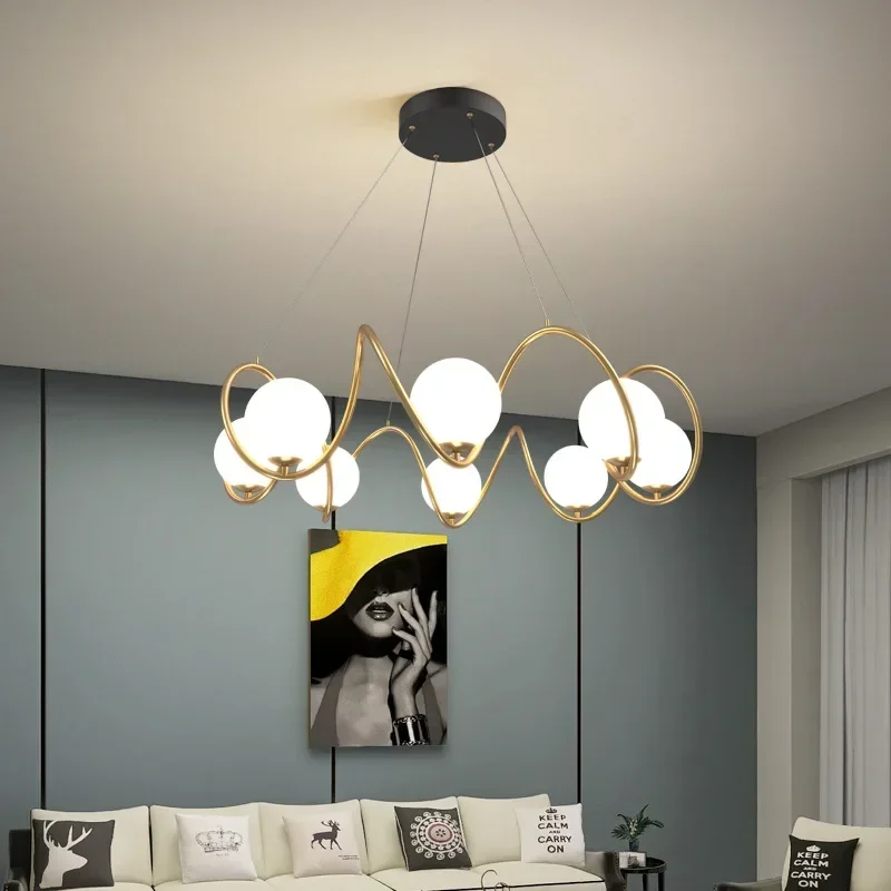 

Nordic Glass Ball Chandelier Decoration Luxury Gold Minimalist Lamp for Living Room Room Bedroom Loft Design Kitchen Chandelier