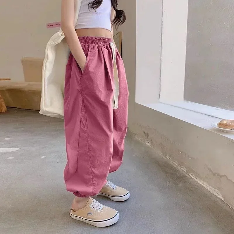 Summer Girls Spring Pants Thin Style Korean Loose New Children Trousers Casual Kids Sports Pants 3 4 5 6 7 8 9 10 11 12 13 Years
