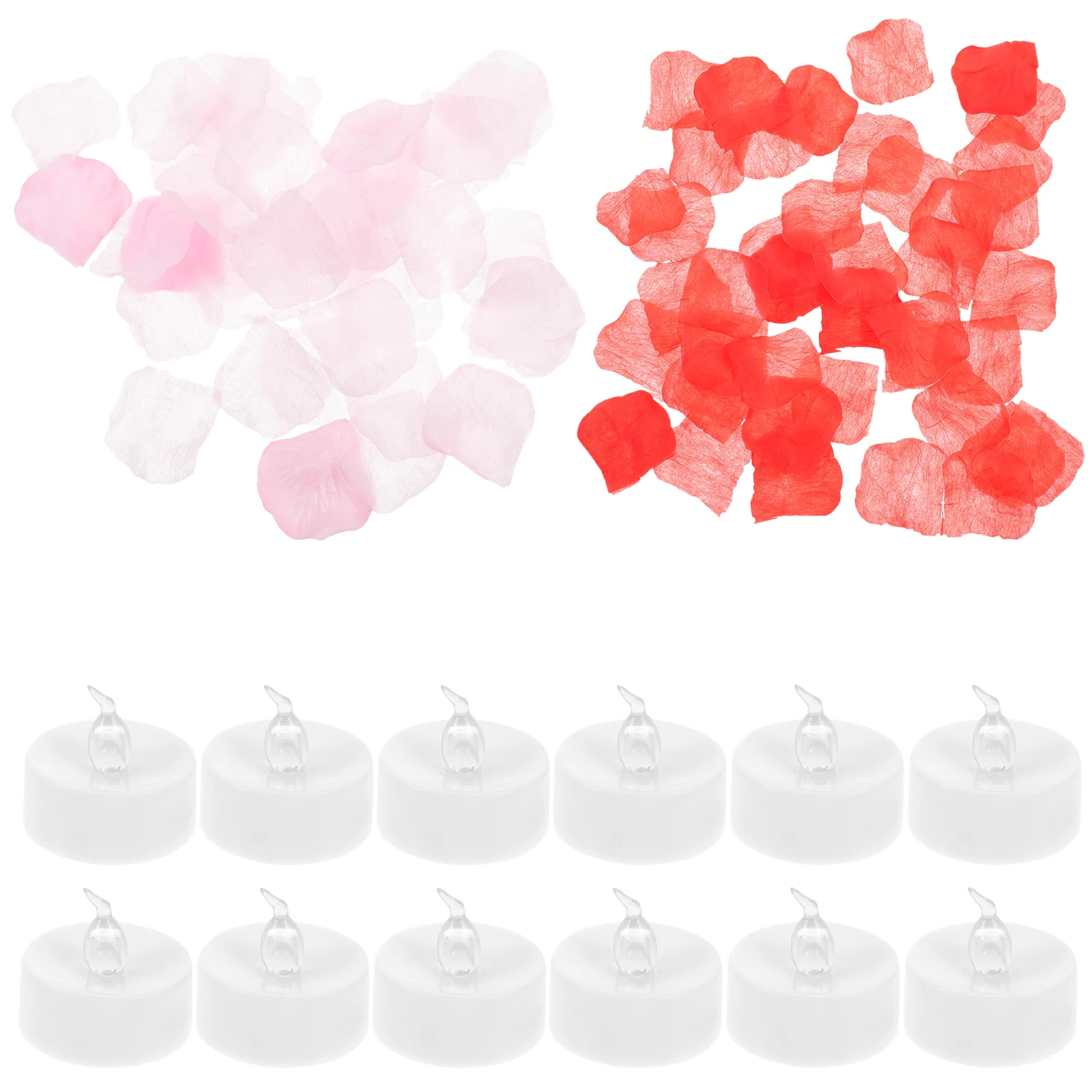

12pcs LED Electronic C Set Operated Small Tea Lights Decorative Rose Petals Proposal Wedding Party