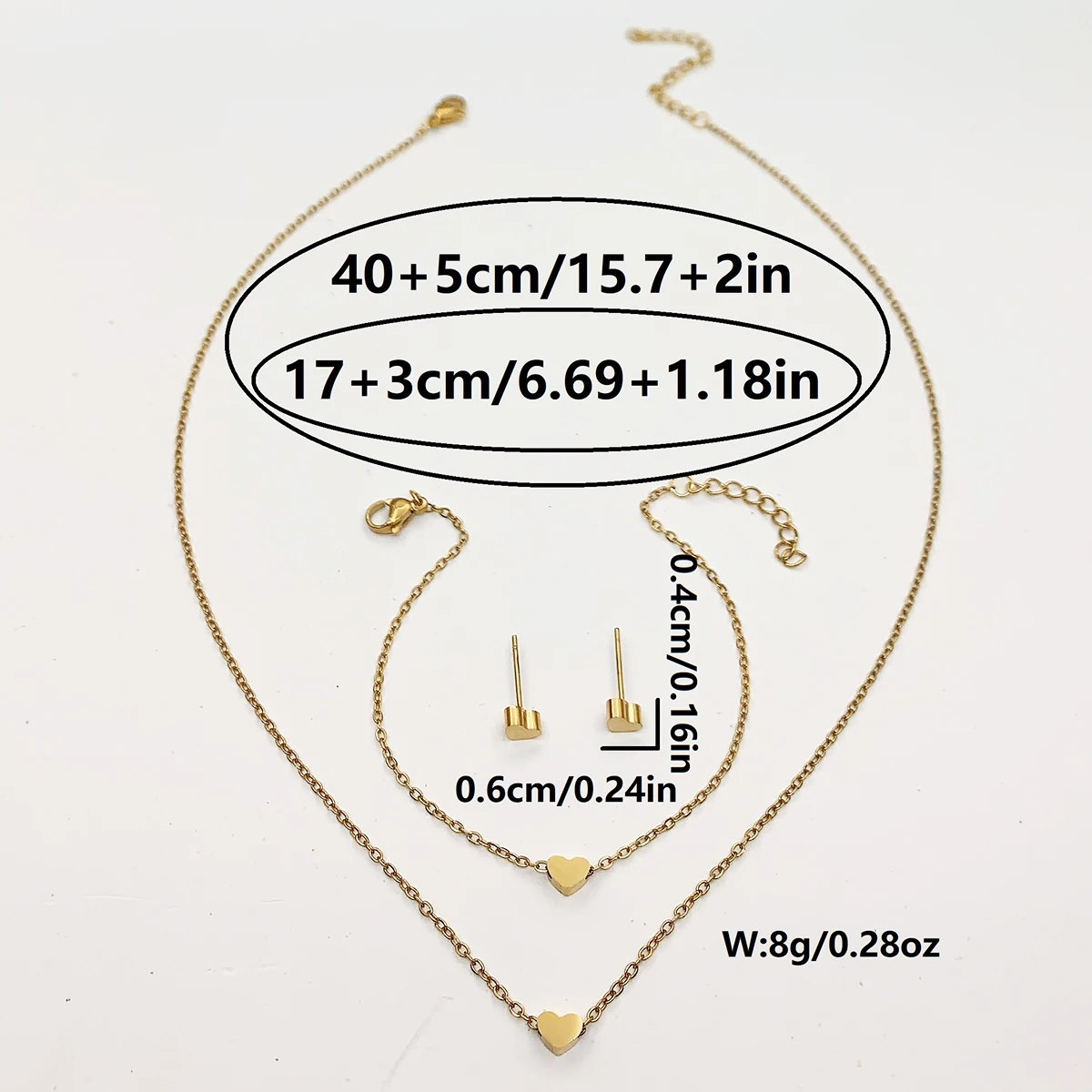 4-Piece فتاة الموضة الحب الفولاذ المقاوم للصدأ قلادة قلادة سوار القلب القلب وأقراط عيد الميلاد السنة الجديدة هدية عيد ميلاد #3
