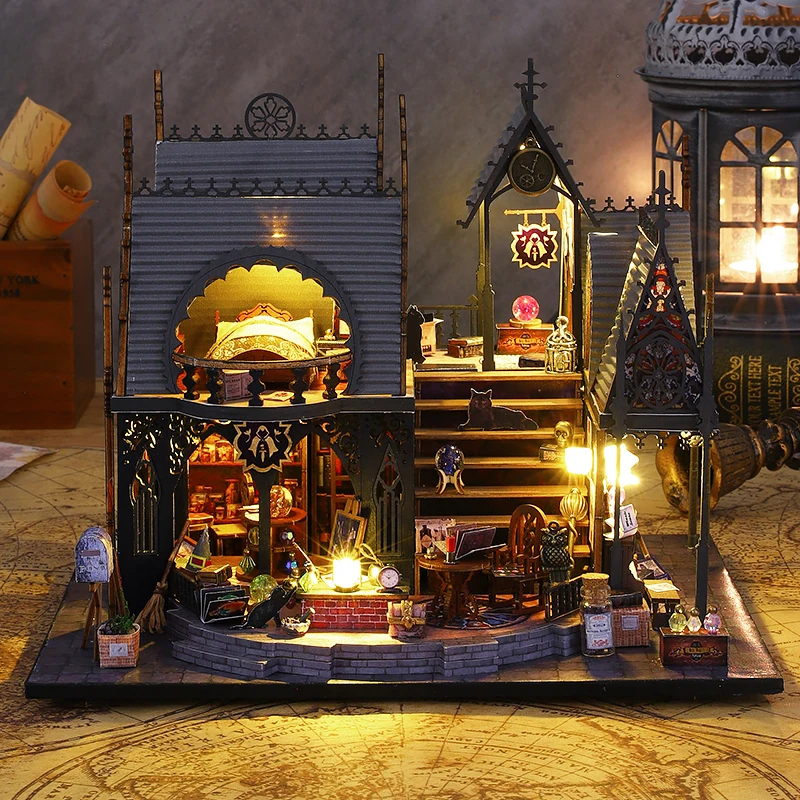 Wooden Miniature Dollhouse DIY Small Kit 3D Puzzle Building With LED Lights Assembled Doll Houses Home Toys For Birthday Gifts