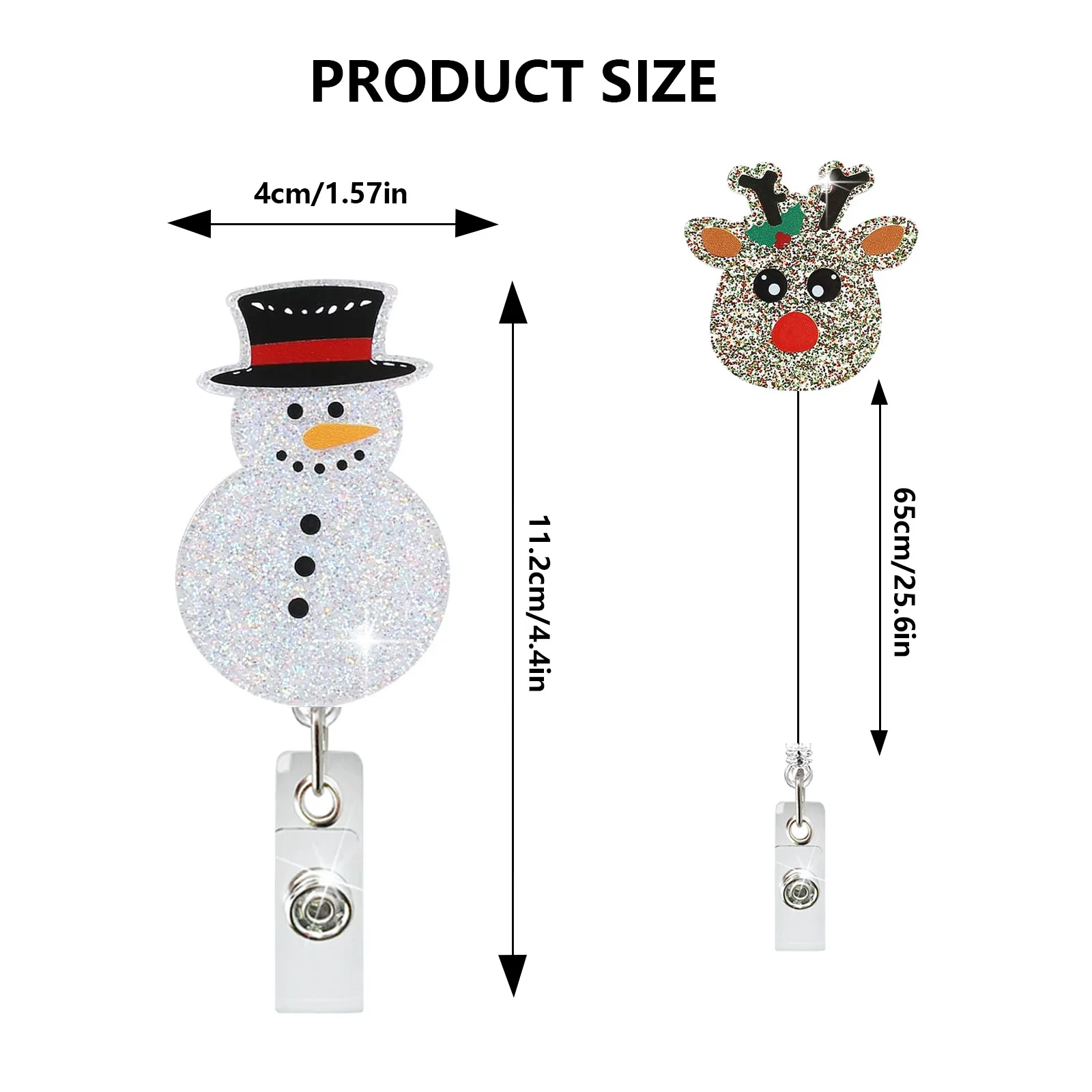 2024 New Design 1 Piece Glitter Acrylic Retractable Nurse Badge Reel Cute Anime Christmas Man Tree Elk ID Card Holder Lanyard