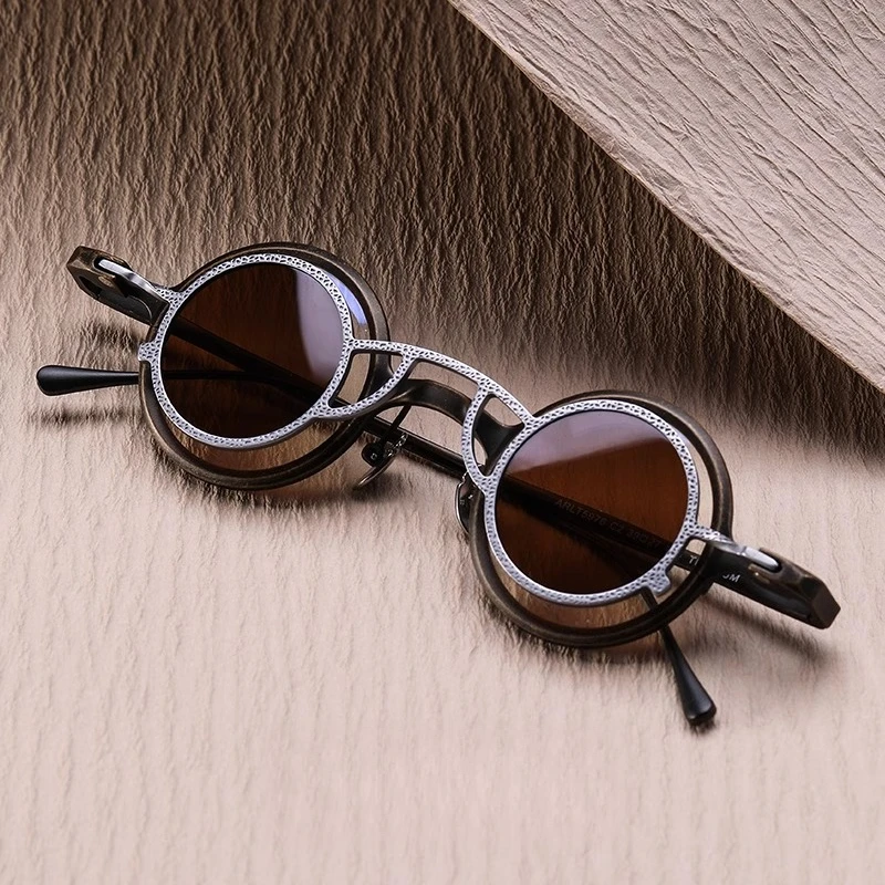 2026 Vintage Small Round Pure Titanium Sunglasses Men High End Magnetic Clip On Myopia Glasses Outdoor Driving Sports UV400 image 3
