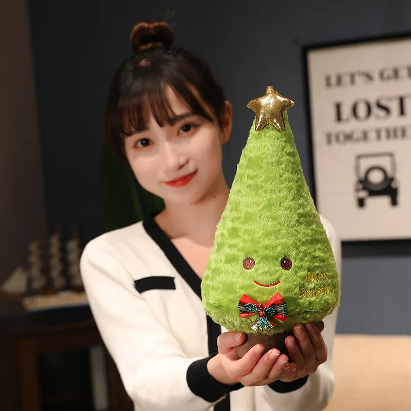 

30-75CM Merry Christmas Tree Plush Toys Cute Evergreen Plush Pillow Dolls Wishing Trees Stuffed for Christmas Dress Up