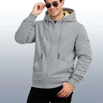 Winter Lambswool Zipper Hoodies Thicken Warm Jackets Long Sleeve Sweatshirts Casual Sports Fleece Black Coats Hooded Men Coat To 5