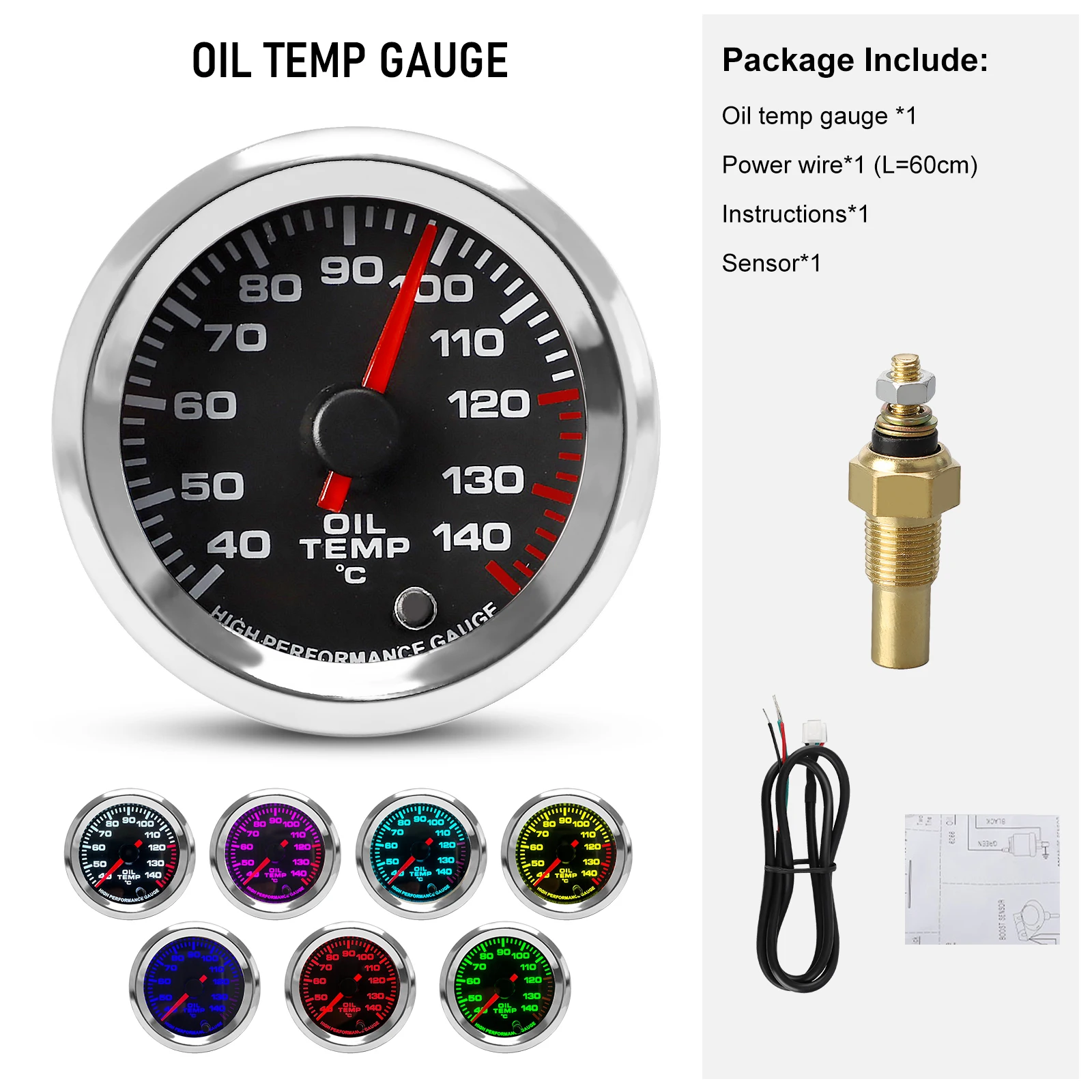 Nieuwe 12 V 52mm 7 Kleuren Auto Boost Watertemperatuur Olietemperatuur Olie Druk Lucht brandstofverhouding Voltmeter EGT toerenteller RPM Gauge