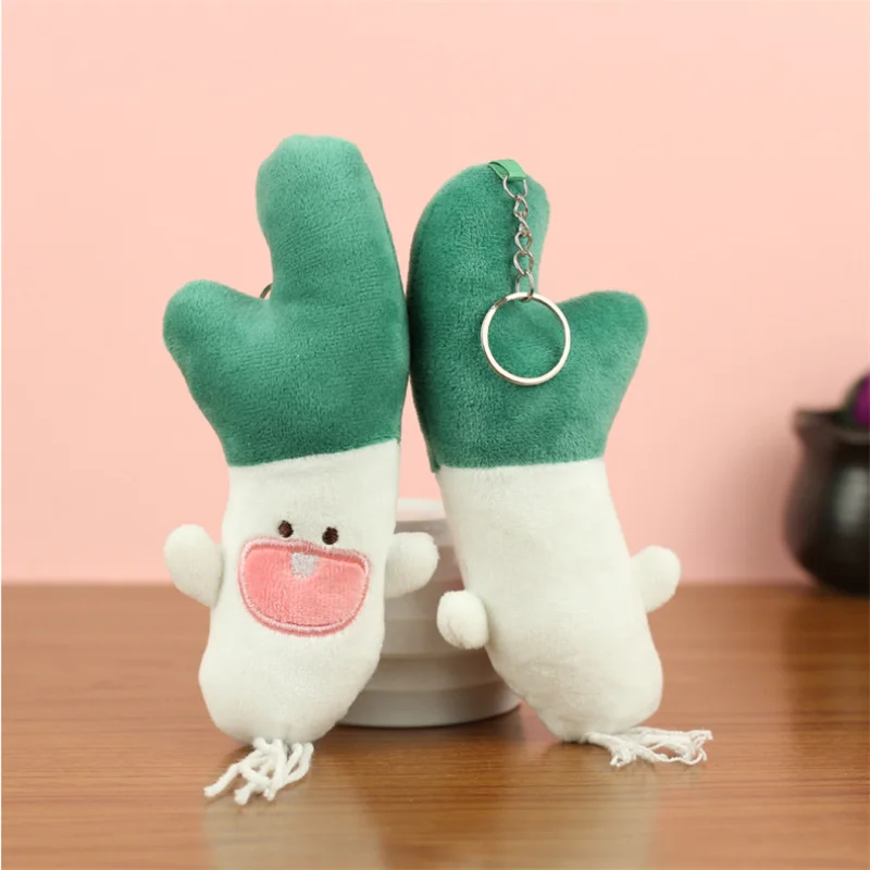 13cm adorável bonito cebolinha vegetal pendurado ornamento brinquedo de pelúcia chaveiro saco charme boneca