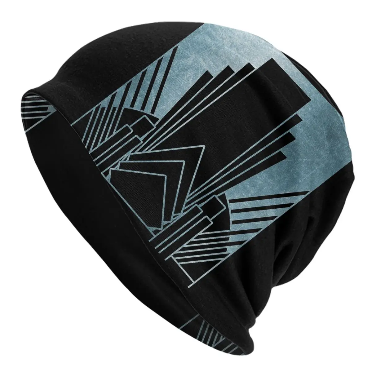 Gorro de punto cálido para hombre y mujer, gorro de estilo Hip Hop con diseño Art Deco, color azul azulado, para Otoño e Invierno