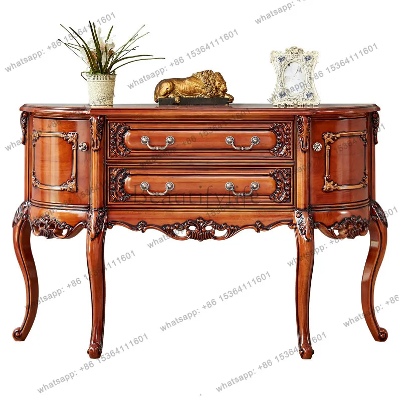 

All solid wood European style entrance cabinet American semi-circular entrance cabinet