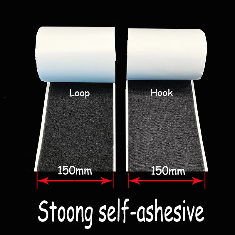 

150mm Black white Strong self-adhesive fastener tape hook loop adhesive fastener tape gum strap sticker tape with glue for DIY