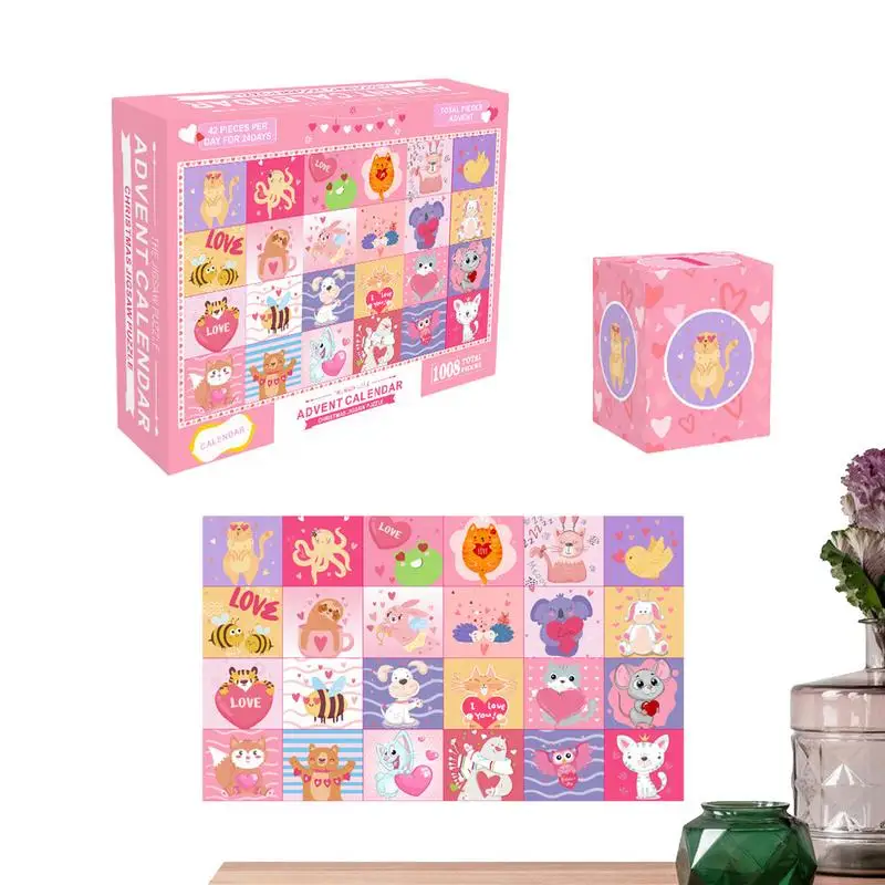 

Valentine's Day Puzzles Jigsaw Puzzle Toys Animal Jigsaw Puzzle Valentine's Day Pet Puzzle 24 Box 1008 Pieces Jigsaw Puzzle