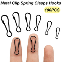 100PCS Black Metal Clip Spring Clasps Lanyard Snap Clip Stainless Steel Lanyard  Small karabiner for Wallets ID Cards DIY Crafts