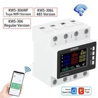 85-290V WiFi Power Meter KWS-306WF Digital Energy Tester Current Voltage Protector Relay Switch Color Screen 3P Guide Rail Table