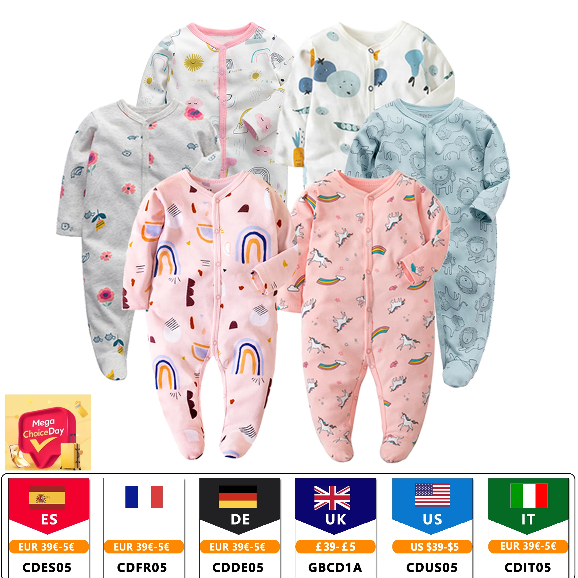 Autumn Newborn Footed Pajamas Girl and Boy Romper Long Sleeve Jumpsuit Cotton 0-12 Months Baby Clothes Romper Outfits Baby Rompe