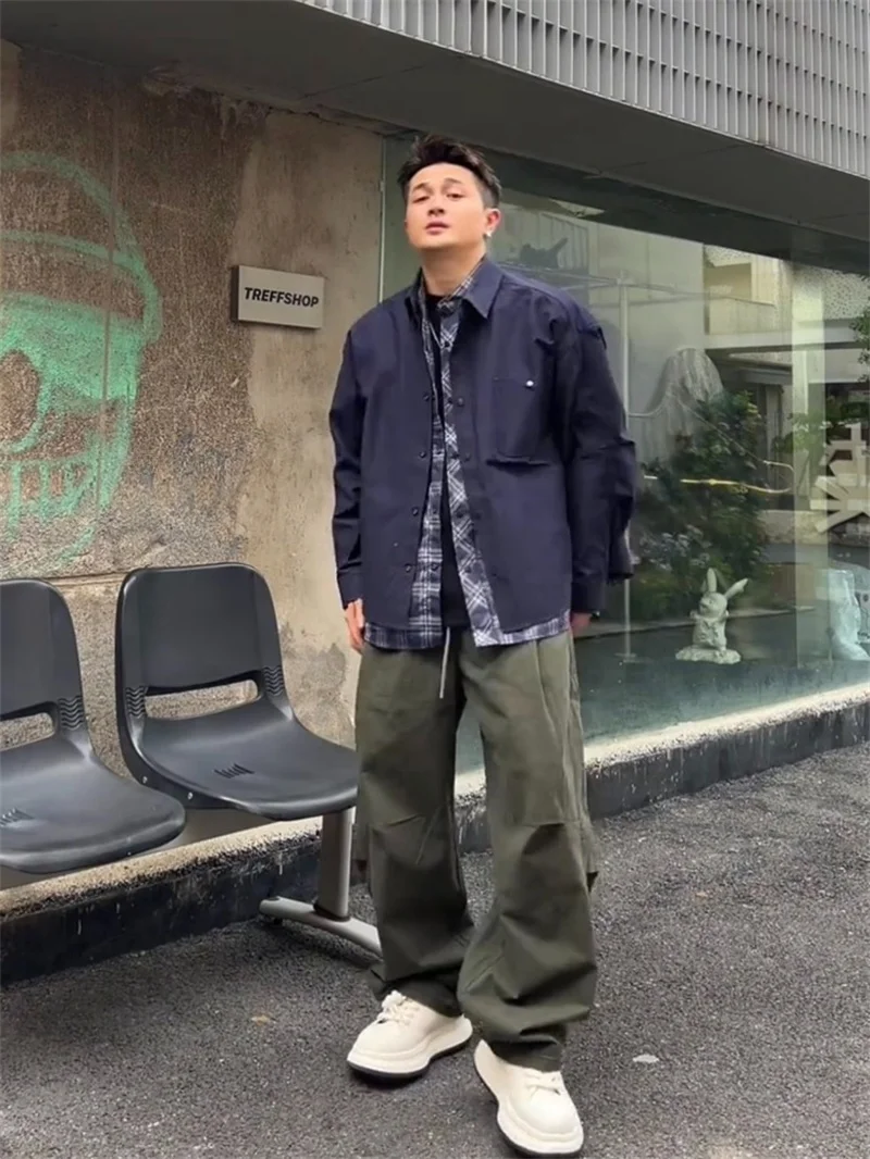 

Мужские брюки American Sle прямого кроя, широкие, свободные, повседневные, из хлопка, для работы, с эффектом стройности