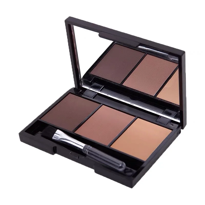 3 Color Eyebrow Powder Palette Cosmetic Brand Eye Brow Enhancer Professional Waterproof Makeup Eye Shadow With Brush Mirror Box