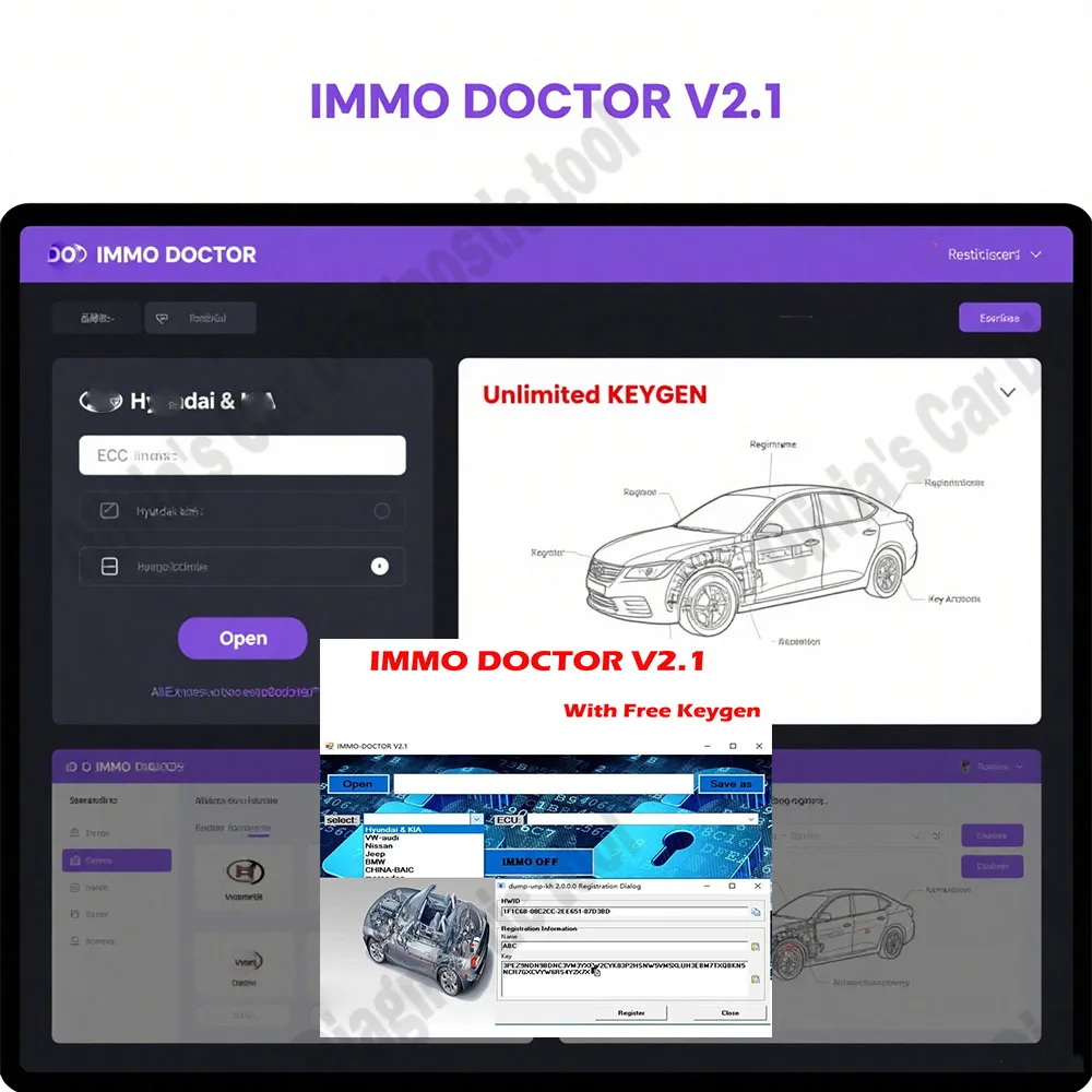 

IMMO DOCTOR V2.1 OBD2 Scanner With Unlimited KEYGEN MULTI BRAND Immo Off Software ECU Chip Tuning for sim2k MT38 ME 17.9.2 MED17