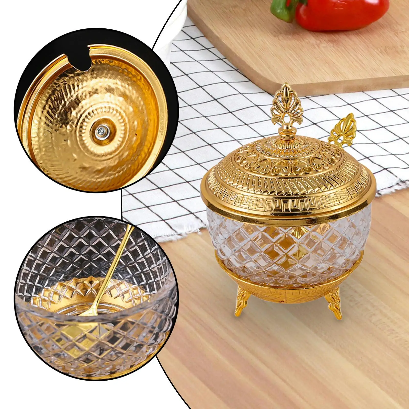 Sugar Bowl with Lid Retro European Condiment Pot for Kitchen Holiday Event