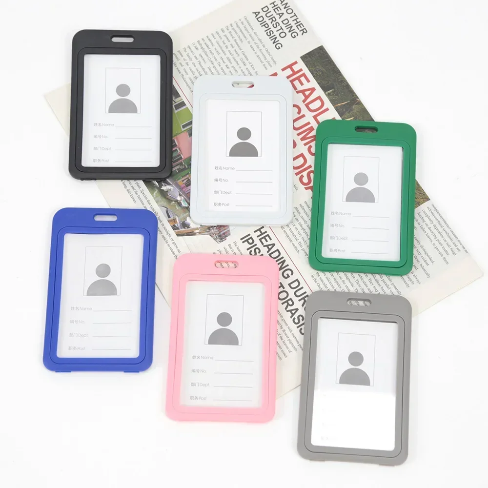 New Fashion Colorful Employee Plastic Card Cover Lanyard Work Card Holder Business ID Badge Holder Name Tag Bags Case