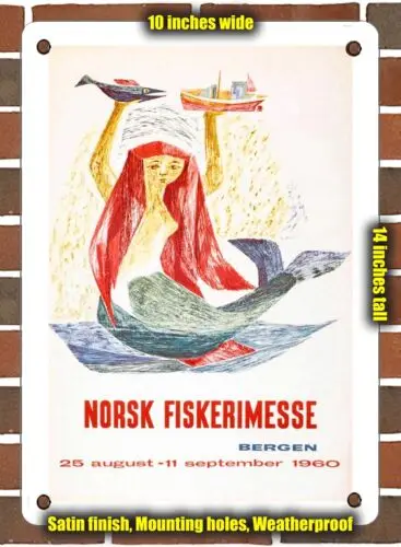 METAL SIGN - 1960 Norwegian Fishery Fair Bergen - 10x14 Inches