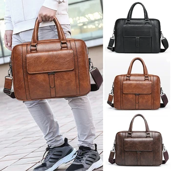 Herren Aktentasche Pu Leder Executive Casual Handtasche Laptop Dokument Schulter Business Vintage Messenger Cross body Designer Tasche