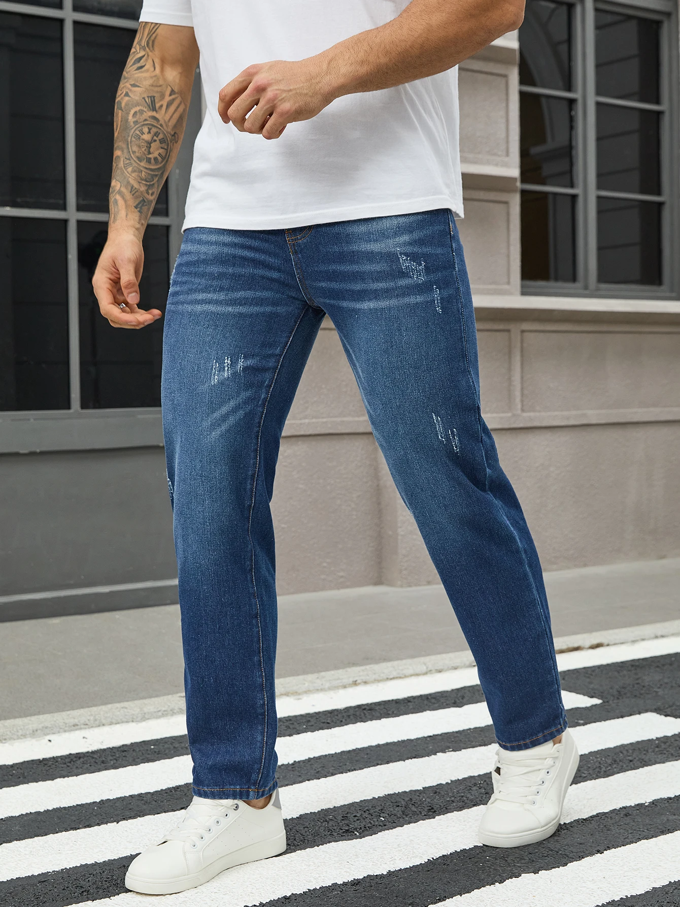 2026 Spring/Summer New Men's Jeans Semi-Elastic & Button Zipper Men's trousers Blue Regular Fit Men's Pants
