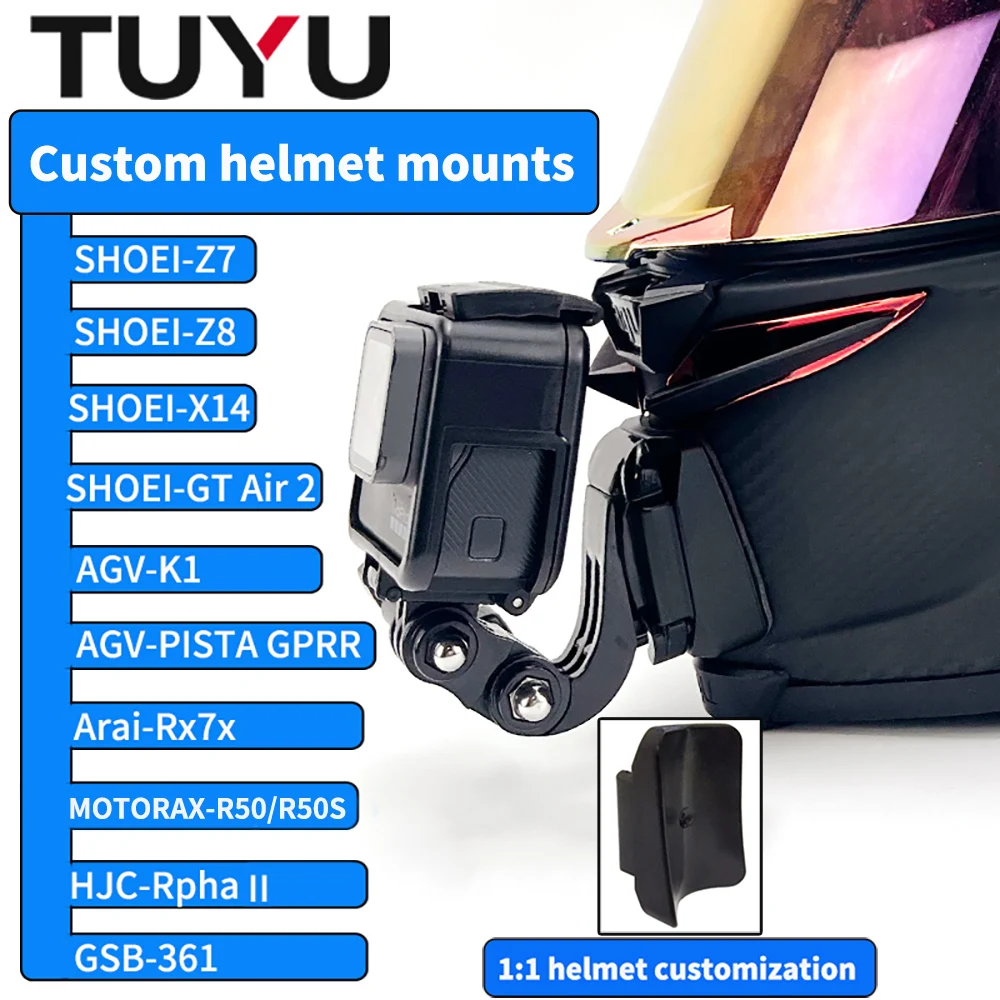 TUYU Premium Customized Motorcycle Helmet Mount for GoPro hero10 Insta360 DJI Camera for SHOEI AGV ARAI HJC Helmet Accessories