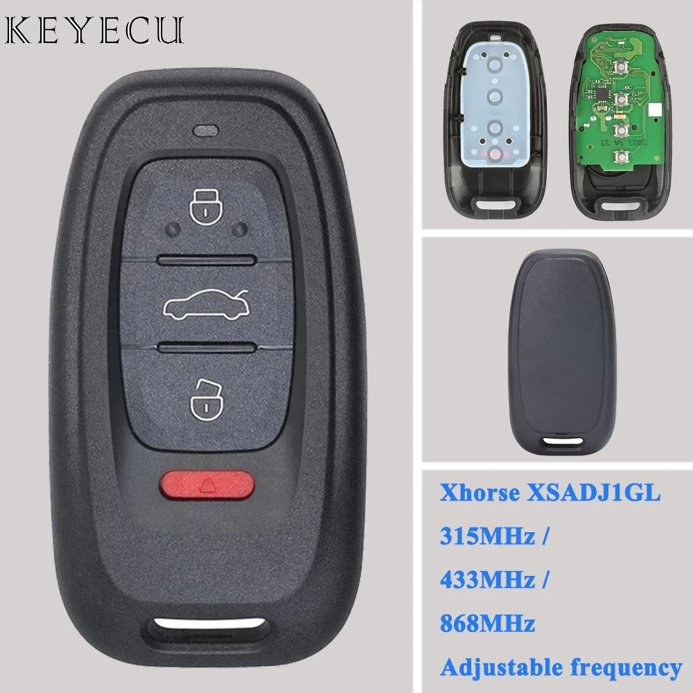 

Keyecu For Audi A6L Q5 A4L A8L Keyless Go Smart Remote Car Key Fob Adjustable 315MHz/ 433MHz/ 868MHz Xhorse VVDI XSADJ1GL 754J