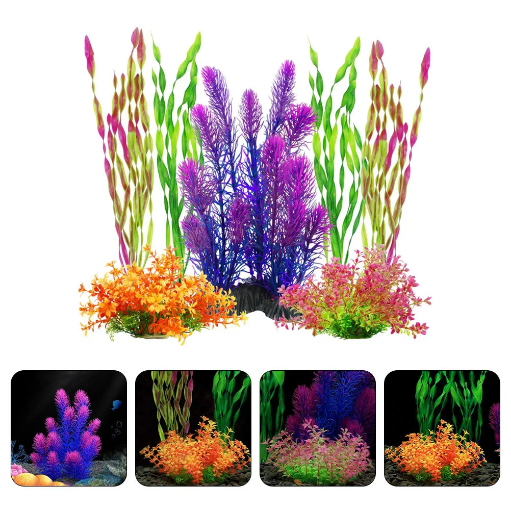 

7pcs Artificial Plants For Aquarium Lifelike Never-Fade Fish Tank Decor Waterproof Underwater Grass Simulation Aquatic