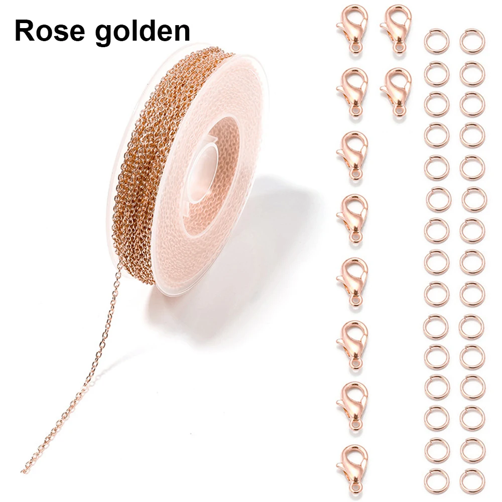 سلاسل صنع المجوهرات لقلادة وأقراط وسوار مستلزمات صناعة المجوهرات مع مشابك جراد البحر وحلقات القفز للحرف اليدوية