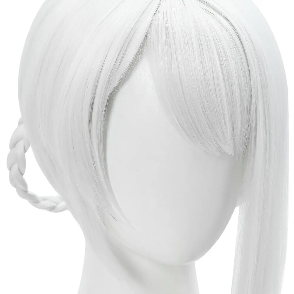 NieR Kaine Cosplay Perruques tressées blanches argentées, perruques tressées