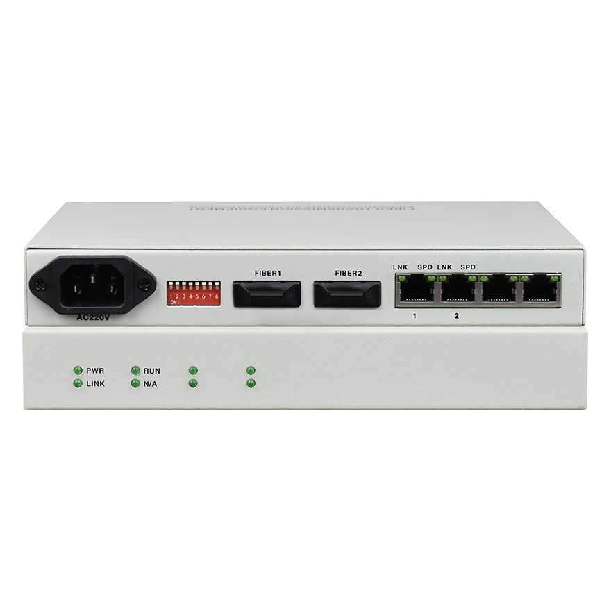 cascade 100M 2optic port plus 2 UTP port ethernet serial fiber media converter