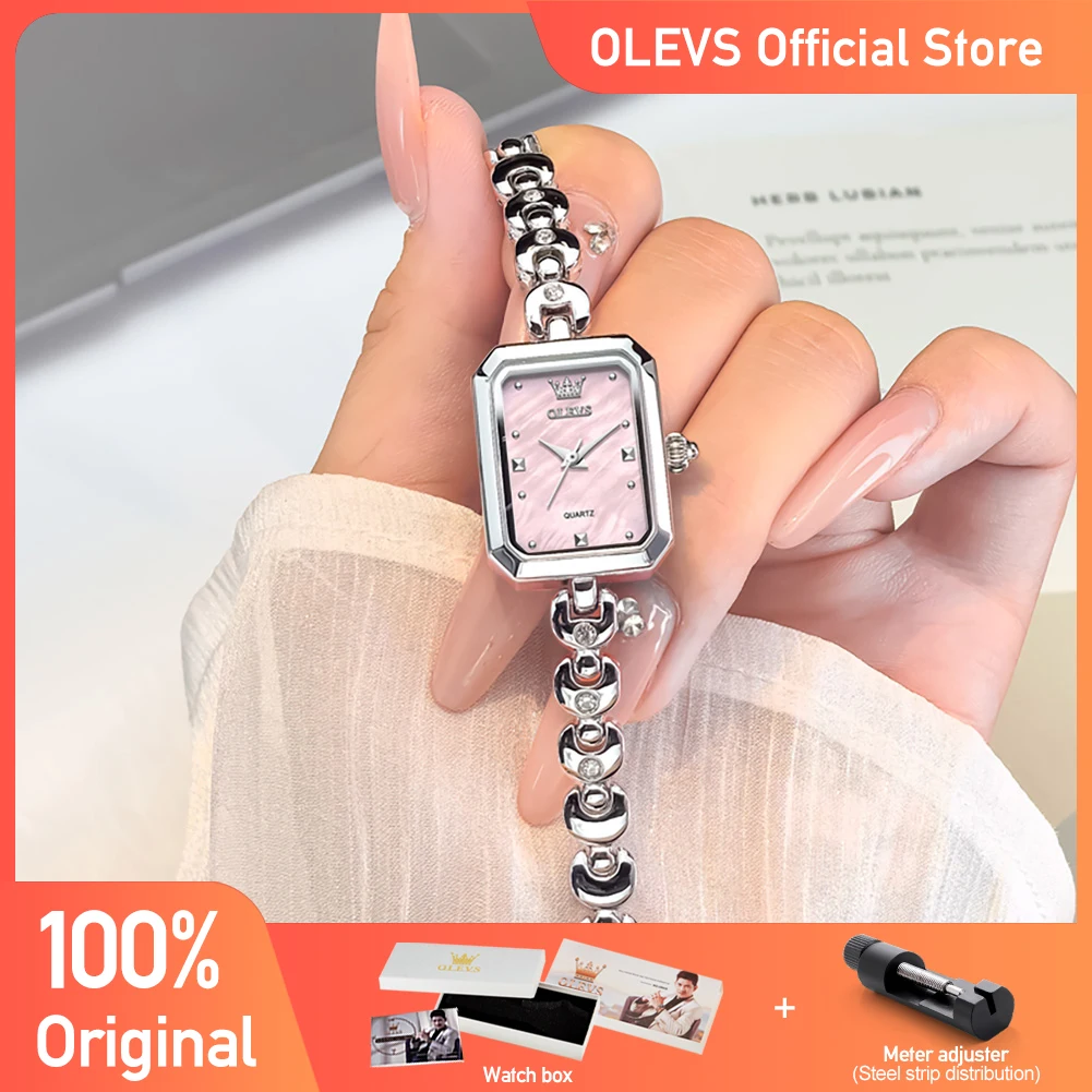 

OLEVS 3665 Women Watches Square Quartz Watches Waterproof Luminous Bracelet Strap Ladies Watch Original Elegant Fashion New