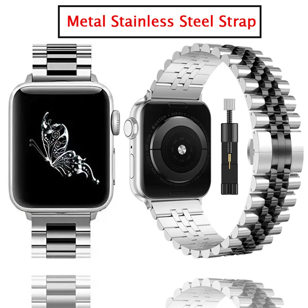 

Металлический браслет для Apple Watch Ultra 49 мм 10 46/42 мм Браслет из нержавеющей стали iWatch 9 8 7 6 5 4 SE 45/41/44/40 мм Ремешок Correa