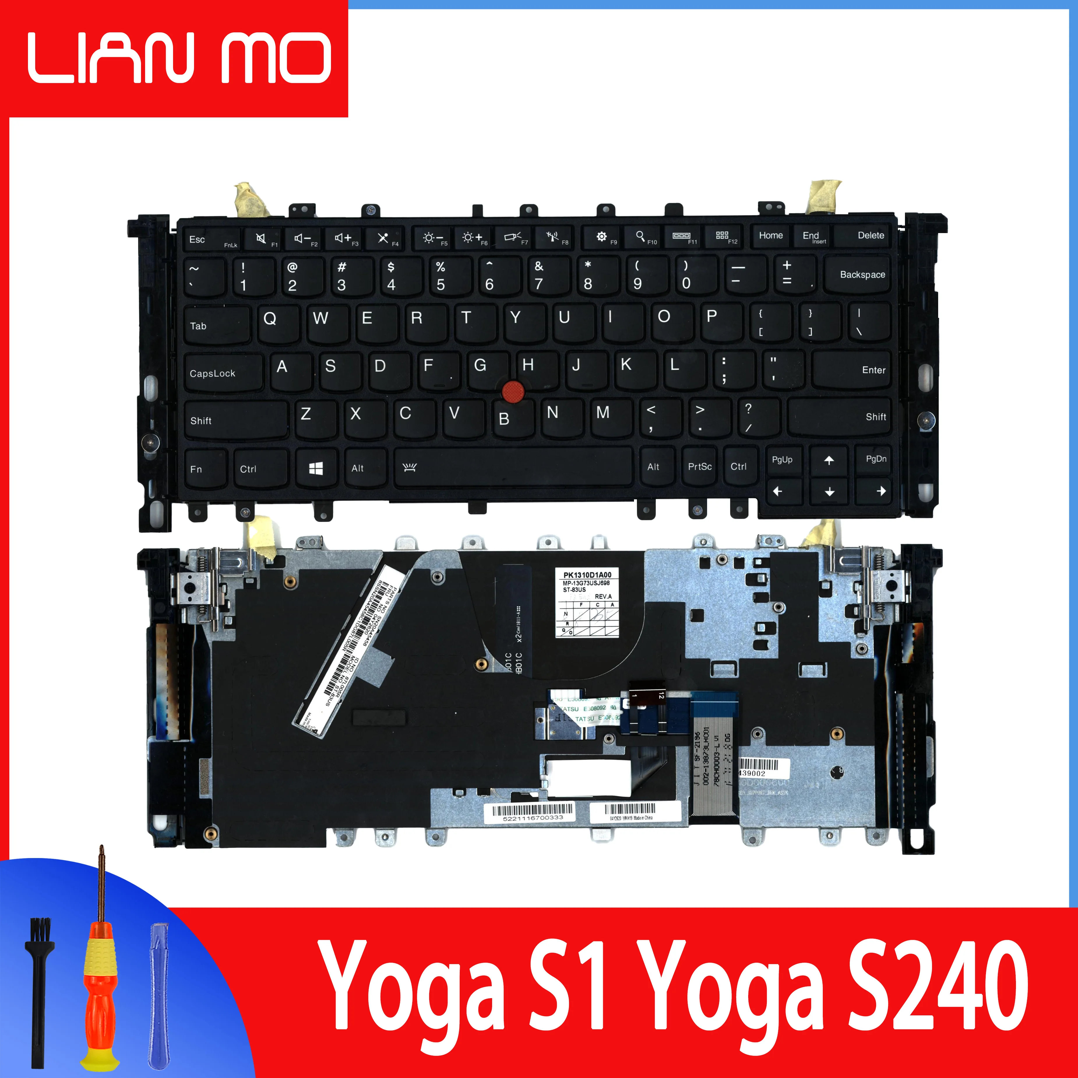 

US English Keyboard for Lenovo Thinkpad S1 Yoga 12 S240 Laptop 04Y2650 04Y2651 04Y2916