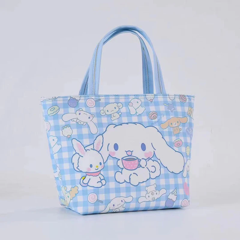 Hello Kitty Kuromi Picnic Bag Portable Sanrio Cinnamoroll My Melody Thermal Bag Leather Students Lunch Box Bag Toys for Girls