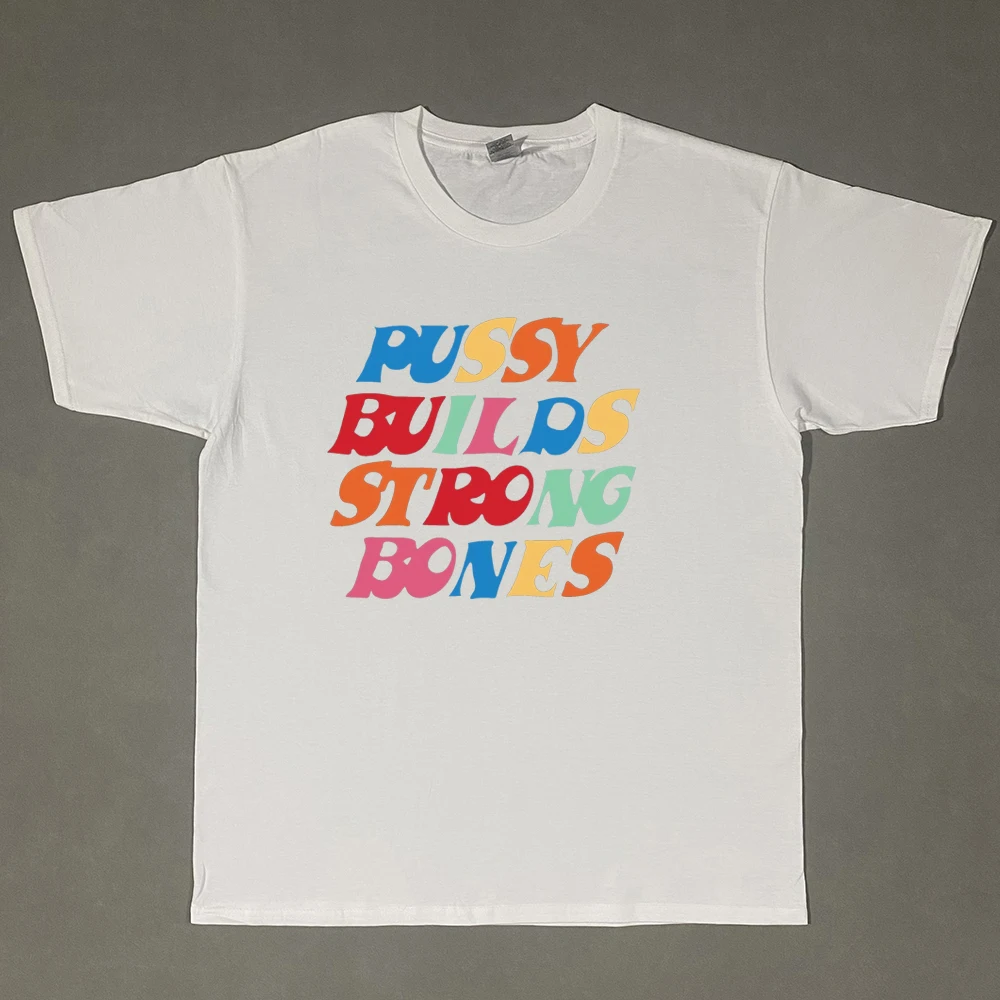 Pussy Builds Strong Bones Rapper Playboi Carti T Shirt Vintage Hip-Hop Men's Short Sleeve Print Tee Hip-hop Casual Streetwear