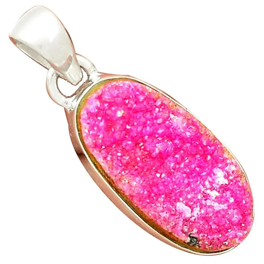 Genuine COBALT DRUZY Pendant 925 Sterling Silver