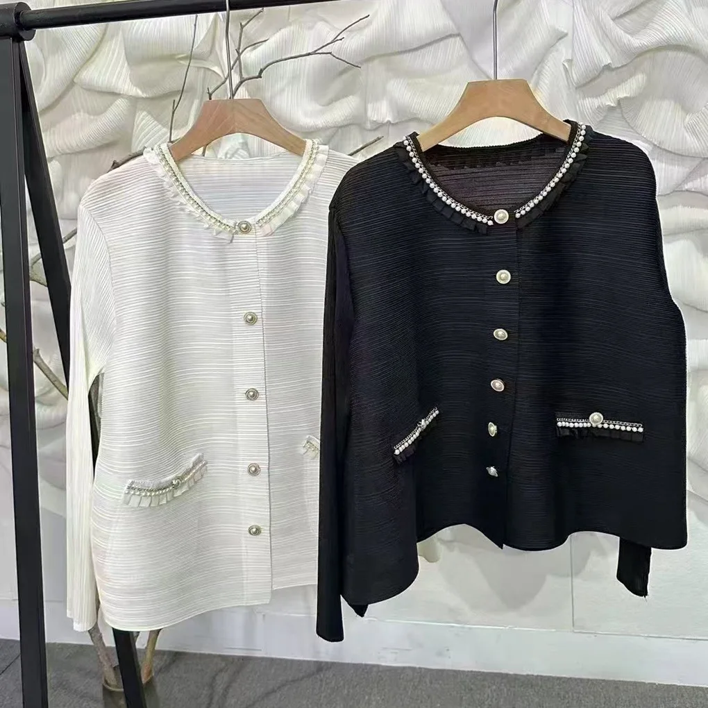 

2026 Spring New Loose Slimming Pleated Open Cardigan Women's Outerwear Shangri-La Style Fashionable Elegant Lady's Top