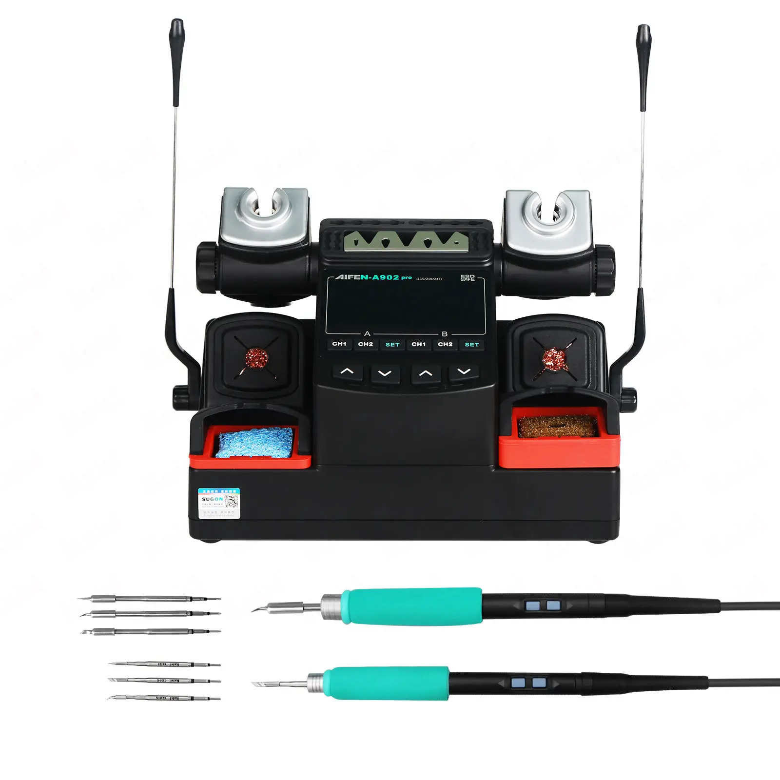 Dual Soldering Station Aifen A902 Pro Automatic Welding Rework Station C115 C210 C245 Handles Iron Tips BGA PCB IC Chips Repair