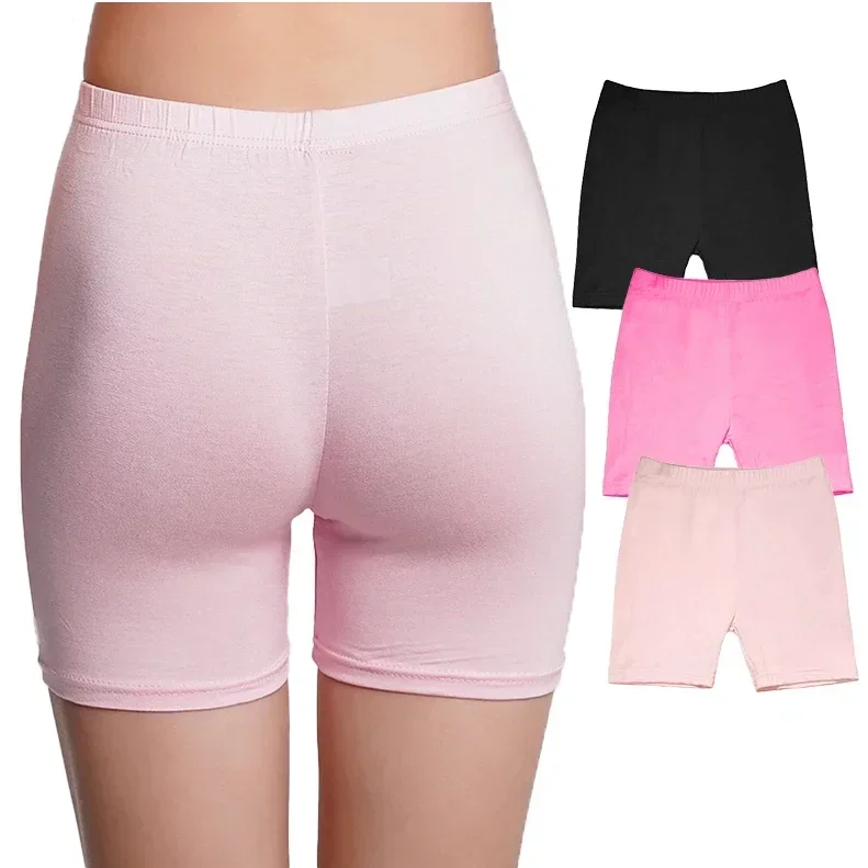 3pcs Girls\' Safety Shorts Kids\' Leggings Casual Comfortable Underwear 2024 Soft Modal Candy Color Solid Color Girls Aged 3-12