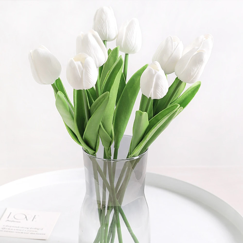 10 Stück Tulpenblumen, künstlicher Tulpenstrauß, PE-Schaum, künstliche Blumen für Hochzeitszeremonie, Dekoration, Heim, Garten, Blumenstrauß, Dekoration – Detail 3