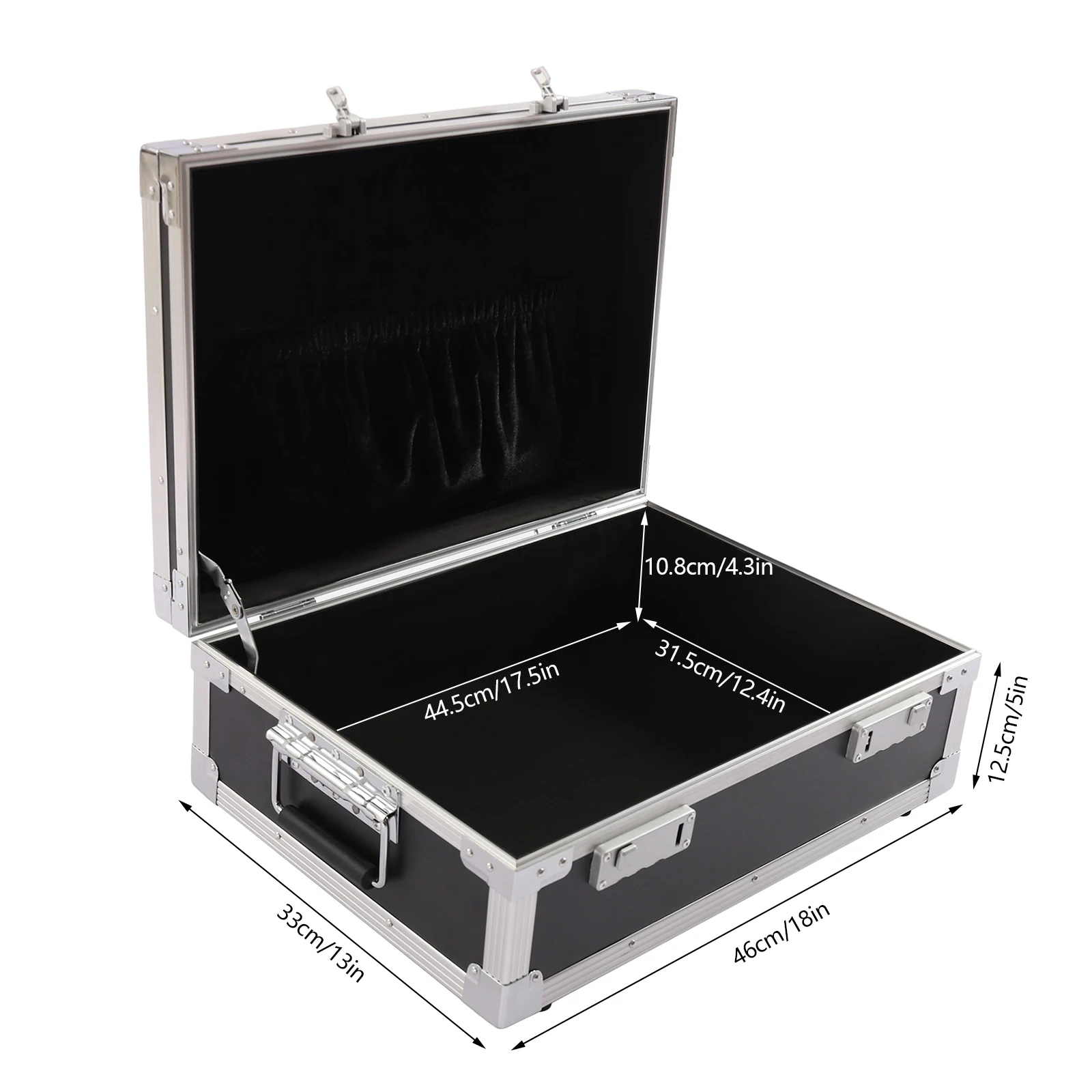 Locking Storage Box Aluminum Trunk with Combination Lock Large Capacity Briefcase Security Box 18.1 * 12.9 4.9in for Laptop