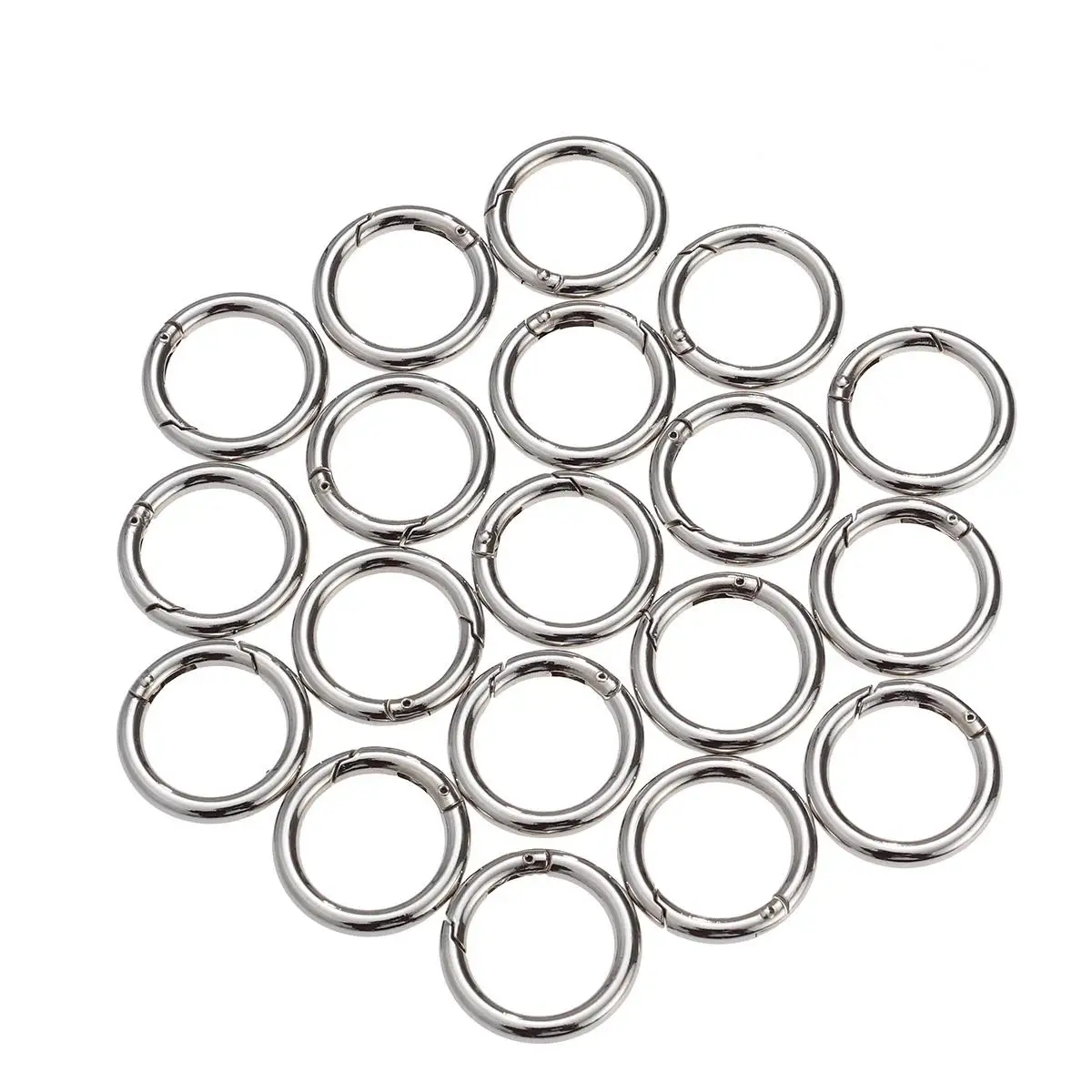

20 Pcs Keyring Spring Buckle Rings Silver Zinc Alloy Jewelry Making Accessories Split Rings Open Jump Eco Friendly Durability