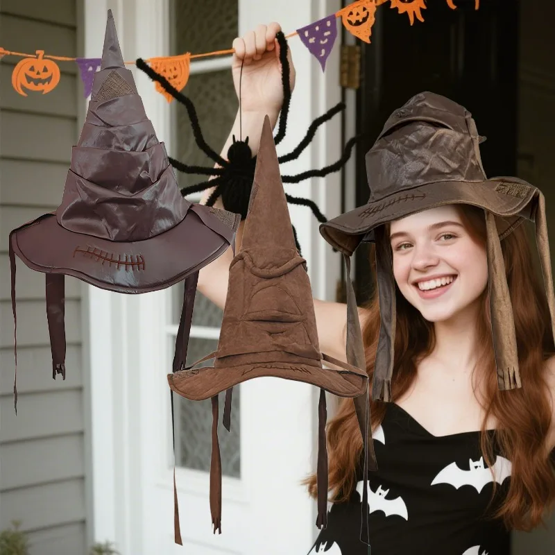 แฟชั่นฮาโลวีนภาพยนตร์ตัวช่วยสร้างแม่มดหมวกเรียงลําดับหมวกหนัง Halloween Party Props แต่งตัวหมวกคอสเพลย์เครื่องแต่งกายอุปกรณ์เสริม