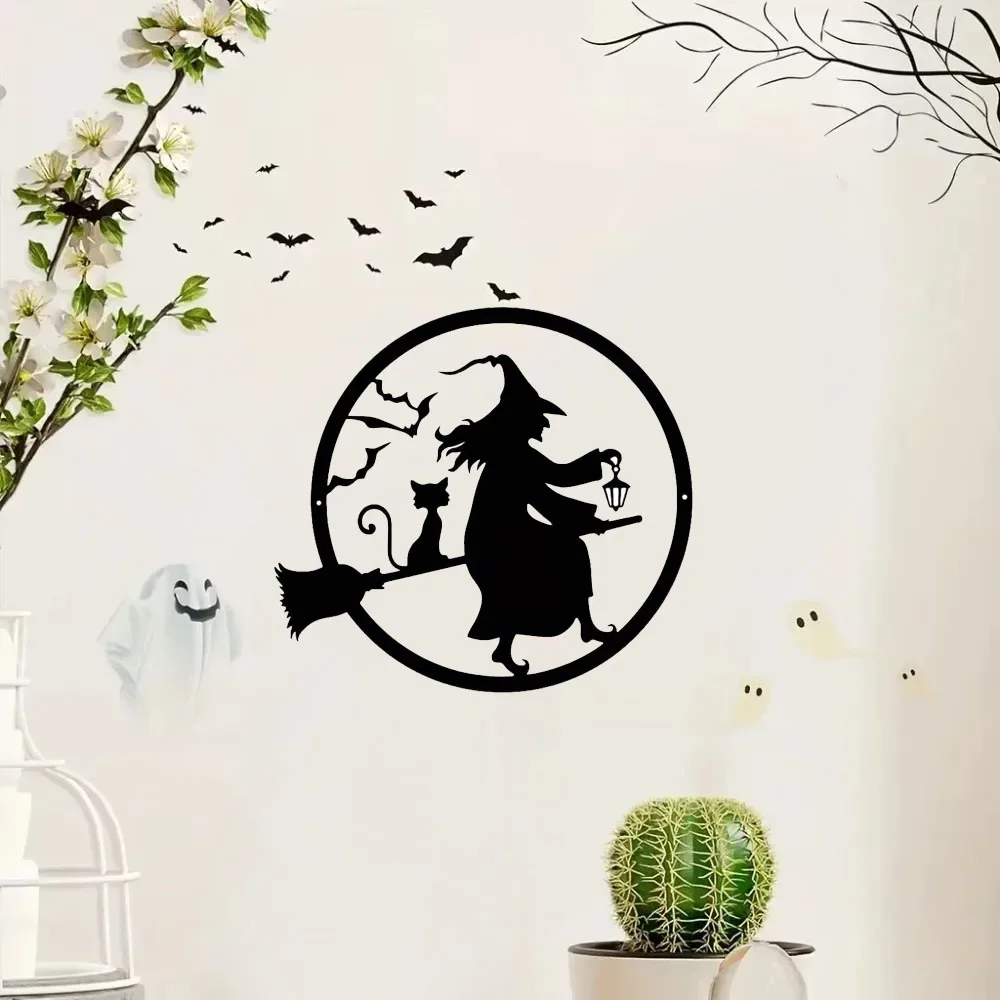 

Iron Witch Metal Wall Hanging - Black Halloween Decor for Front Porch and Home. A Spooky and Pleasing Door Decoration