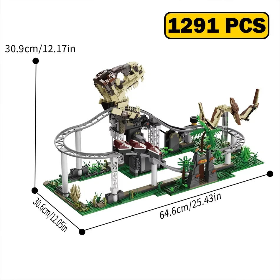 

Набор MOC Dino Coaster из 1291 детали, интерактивный подарок для самостоятельной сборки и семейный проект для всех возрастов