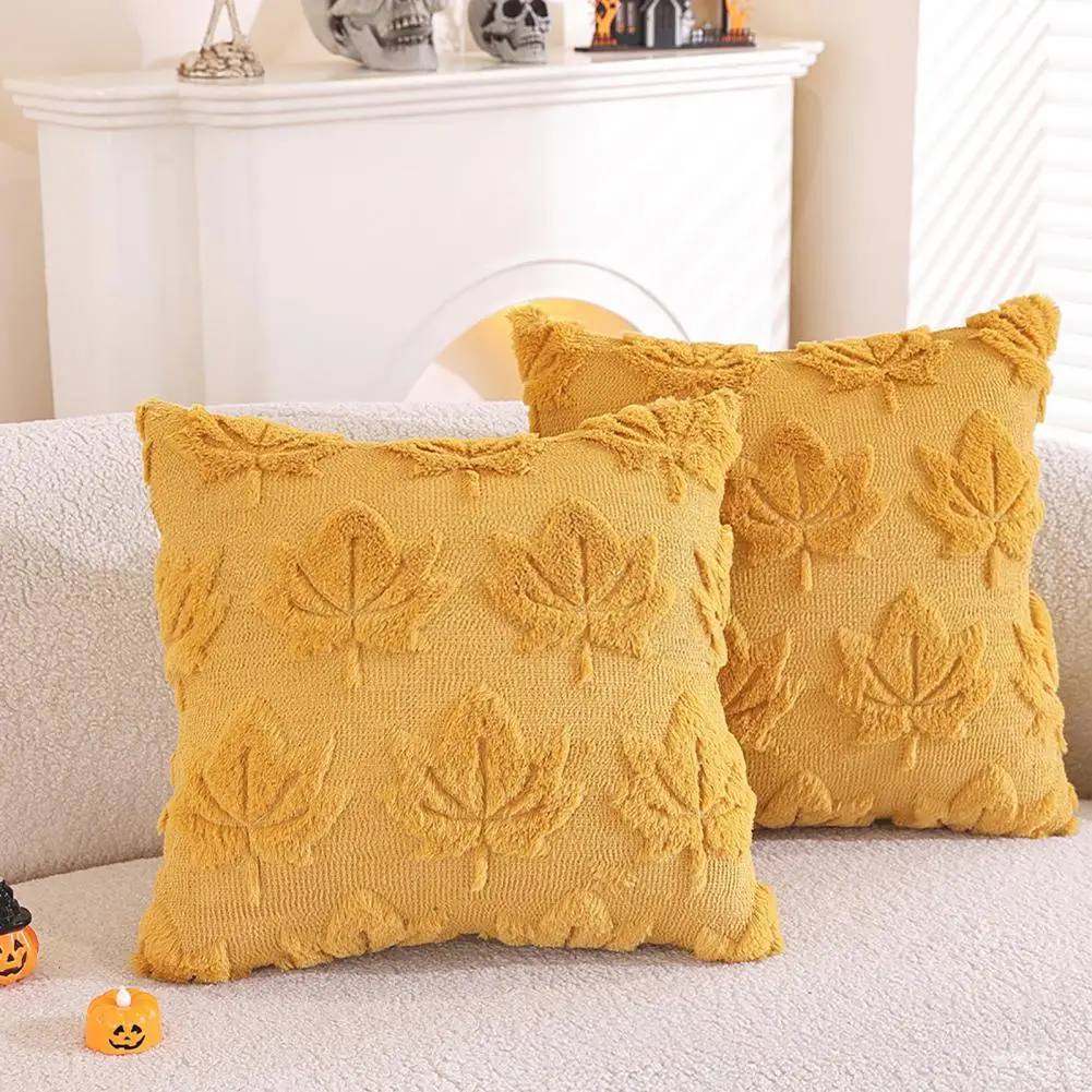 Faux Fur Pillowcase Cozy Autumn Pillow Cover with 3d Art Plush Faux Fur Farmhouse Bohemian Style Pillowcase Decorative